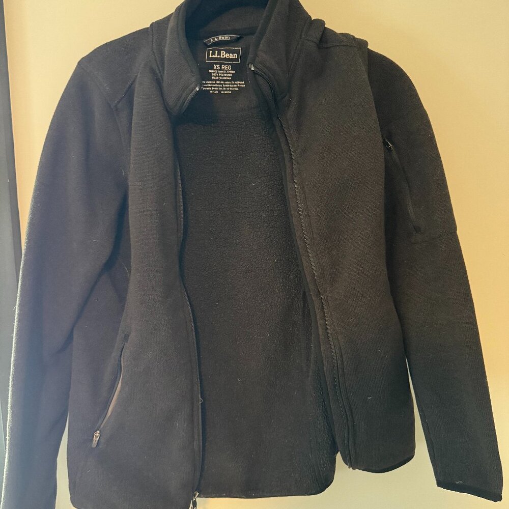 Women's L.L.Bean Sweater Fleece Full-Zip Jacket Black Size XS
